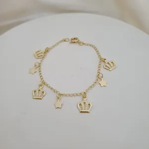 Pulseira infantil coroa e estrela