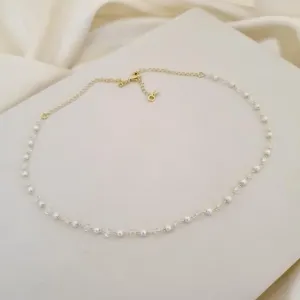 Choker pérola e cristal transparente